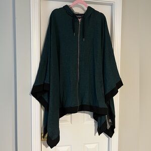 Roaman's Black and Teal Cape Jacket